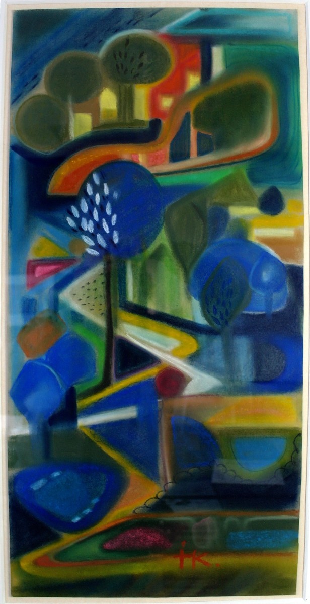 Art Alarm – Ida Kerkovius (1897–1970), Aufsteigende Straße mit Bäumen, Pastell auf Karton signiert IK, 35 x 75,5 cm