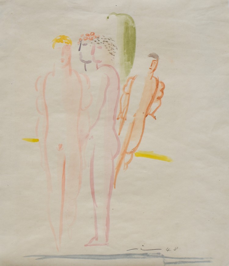 Art Alarm – Walter Wörn, "Figurengruppe", 1948, Aquarell, 48 x 42 cm
