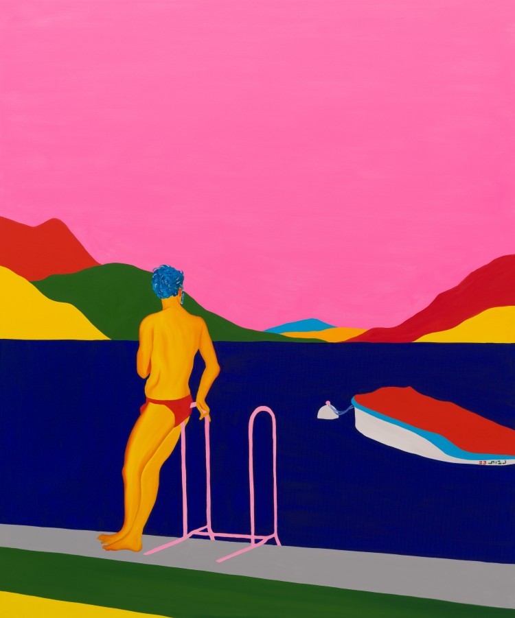 Art Alarm – Navot Miller, Eren in Lake Como, 2023, Öl auf Leinwand, 120 x 100 cm